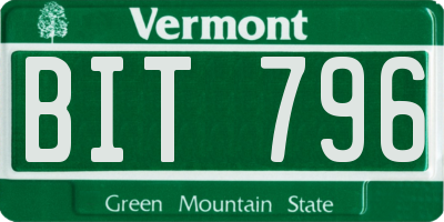 VT license plate BIT796