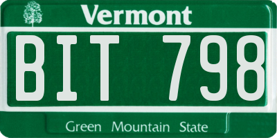VT license plate BIT798