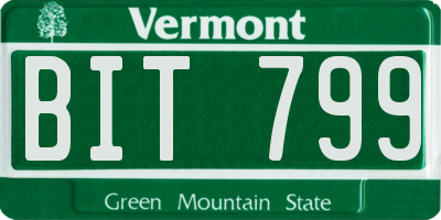VT license plate BIT799
