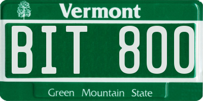 VT license plate BIT800