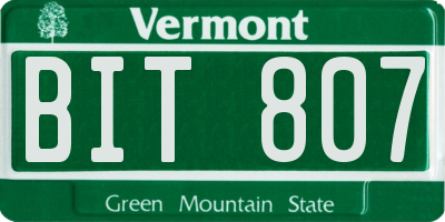 VT license plate BIT807