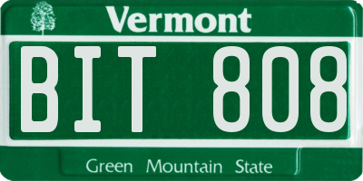 VT license plate BIT808