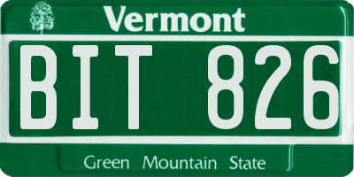 VT license plate BIT826