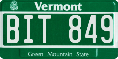 VT license plate BIT849