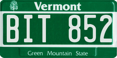 VT license plate BIT852