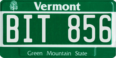 VT license plate BIT856