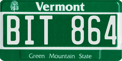 VT license plate BIT864
