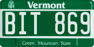 VT license plate BIT869