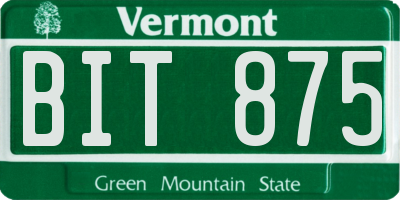 VT license plate BIT875