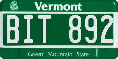 VT license plate BIT892