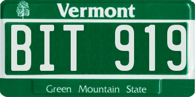 VT license plate BIT919