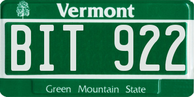 VT license plate BIT922