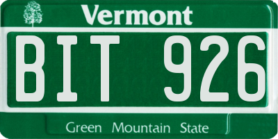 VT license plate BIT926