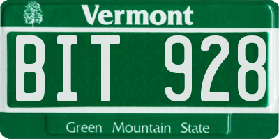 VT license plate BIT928