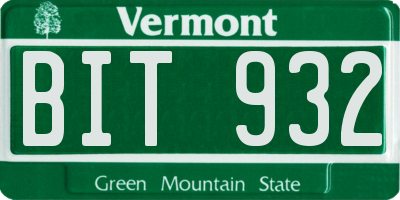 VT license plate BIT932