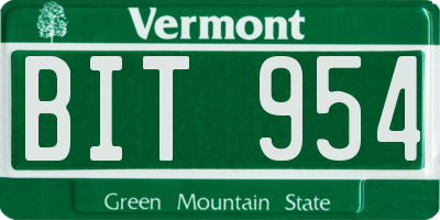 VT license plate BIT954