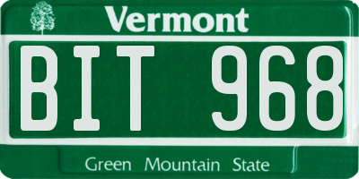 VT license plate BIT968