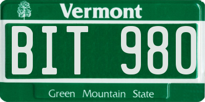 VT license plate BIT980