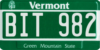 VT license plate BIT982