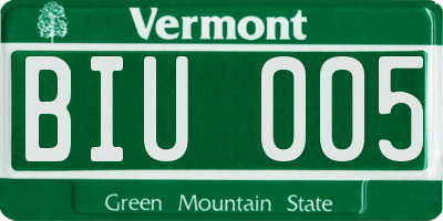 VT license plate BIU005