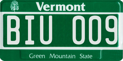 VT license plate BIU009
