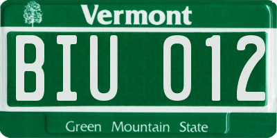 VT license plate BIU012