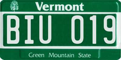 VT license plate BIU019