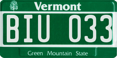 VT license plate BIU033