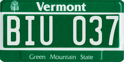 VT license plate BIU037