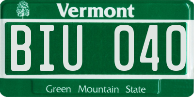 VT license plate BIU040
