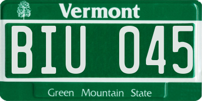 VT license plate BIU045