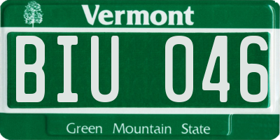 VT license plate BIU046