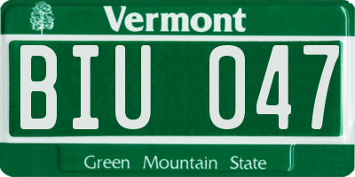 VT license plate BIU047