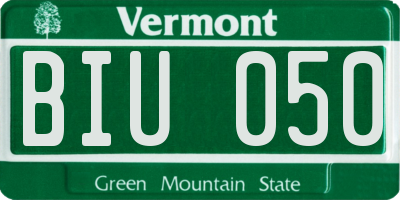 VT license plate BIU050
