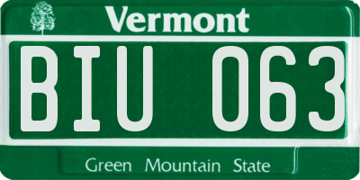VT license plate BIU063