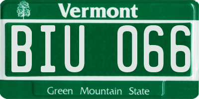 VT license plate BIU066
