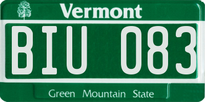 VT license plate BIU083