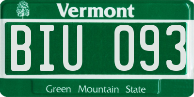 VT license plate BIU093