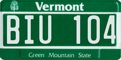 VT license plate BIU104