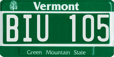 VT license plate BIU105