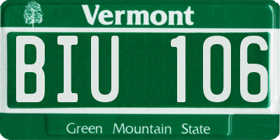 VT license plate BIU106