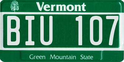 VT license plate BIU107