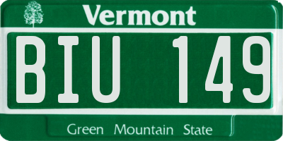 VT license plate BIU149