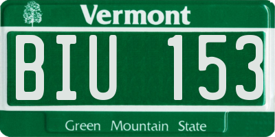 VT license plate BIU153