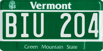 VT license plate BIU204