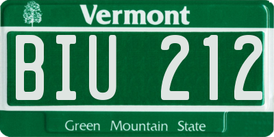 VT license plate BIU212