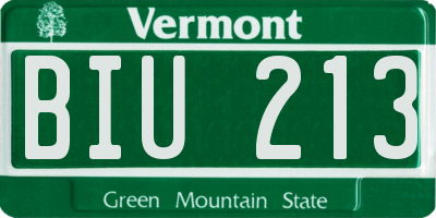 VT license plate BIU213