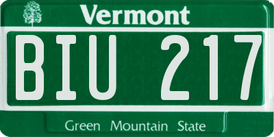 VT license plate BIU217