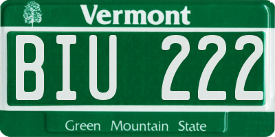 VT license plate BIU222