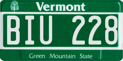 VT license plate BIU228